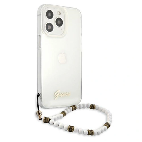 Guess GUHCP13LKPSWH Apple IPhone 13 Pro Transparent Hardcase White Pearl