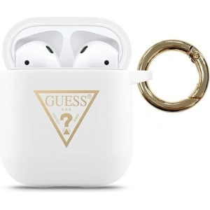 Kup Etui Guess GUACA2LSTLWH pentru Apple AirPods, alb/white, silicon, logo triunghiular - GUE774WHT - {ean13} - Sklep Home Screen