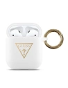 Etui Guess GUACA2LSTLWH pentru Apple AirPods, alb/white, silicon, logo triunghiular