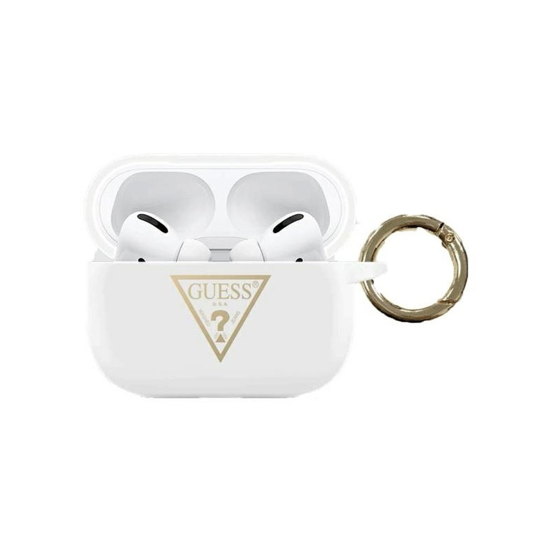 Kup Etui Guess GUACAPLSTLWH Apple AirPods Pro cover biały/white Silicone Triangle Logo - 3700740493670 - GUE776WHT - Homescreen.pl