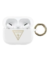 Etui Guess GUACAPLSTLWH Apple AirPods Pro obal bílý/white silikonový trojúhelníkový logo