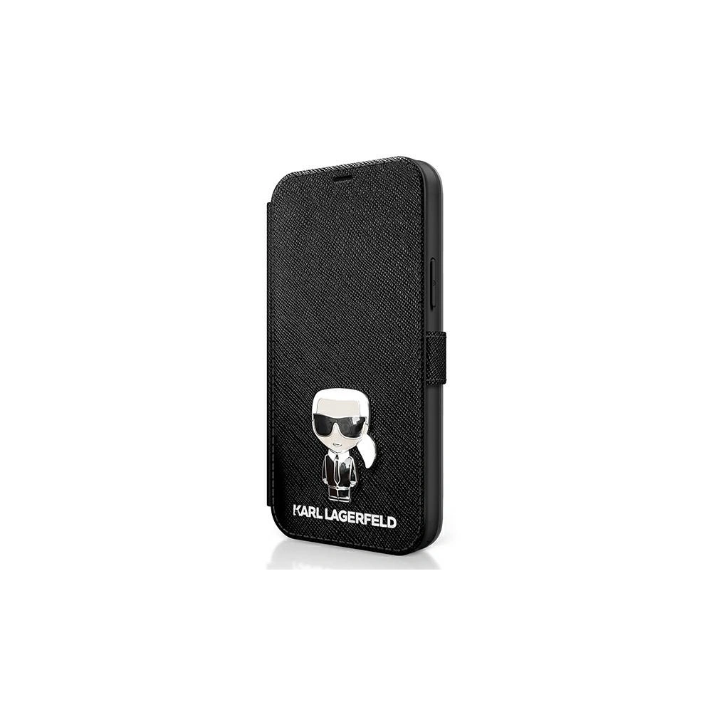 Etui Karl Lagerfeld KLFLBKP12LIKMSBK Apple iPhone 12 Pro Max  czarny/black book Saffiano Ikonik Metal