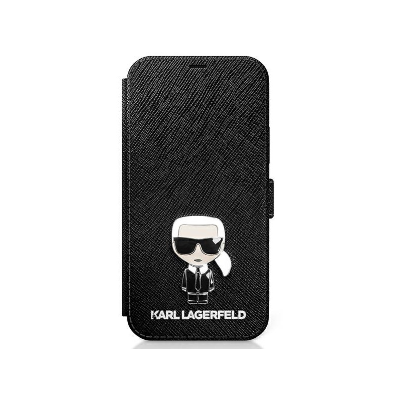Kup Etui Karl Lagerfeld KLFLBKP12SIKMSBK Apple iPhone 12 mini czarny/black book Saffiano Ikonik Metal - 3700740492154 - KLD412BLK - Homescreen.pl