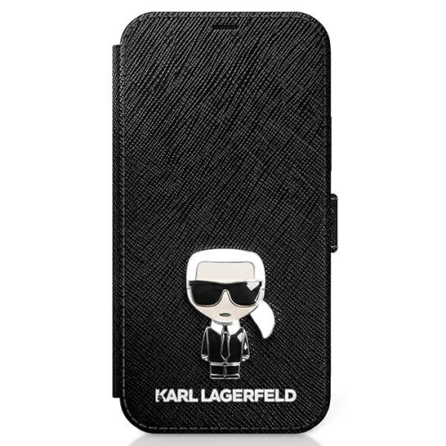 Kup Etui Karl Lagerfeld KLFLBKP12SIKMSBK Apple iPhone 12 mini negru/book Saffiano Ikonik Metal - KLD412BLK - {ean13} - Sklep Home Screen