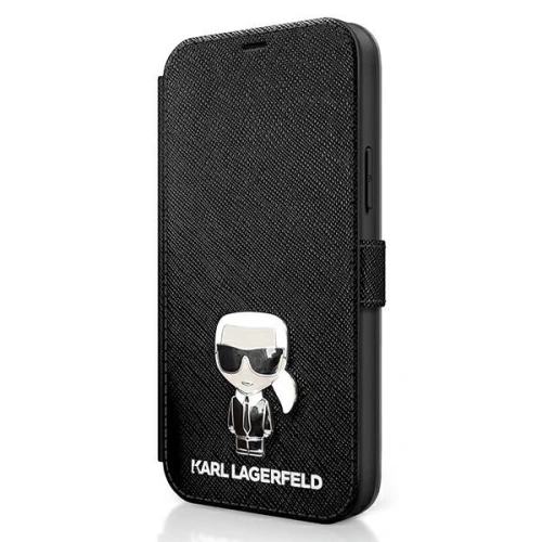 Kup Etui Karl Lagerfeld KLFLBKP12SIKMSBK Apple iPhone 12 mini černý/black book Saffiano Ikonik Metal - KLD412BLK - {ean13} - Sklep Home Screen