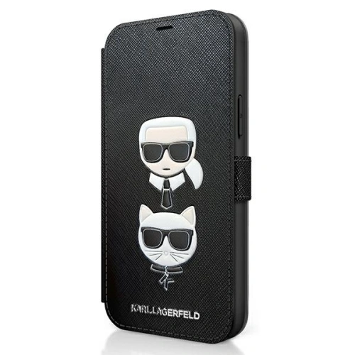 Kup Etui Karl Lagerfeld KLFLBKP12SSAKICKCBK Apple iPhone 12 mini fekete/black book Saffiano Karl & Choupette - KLD413BLK - {ean13} - Sklep Home Screen
