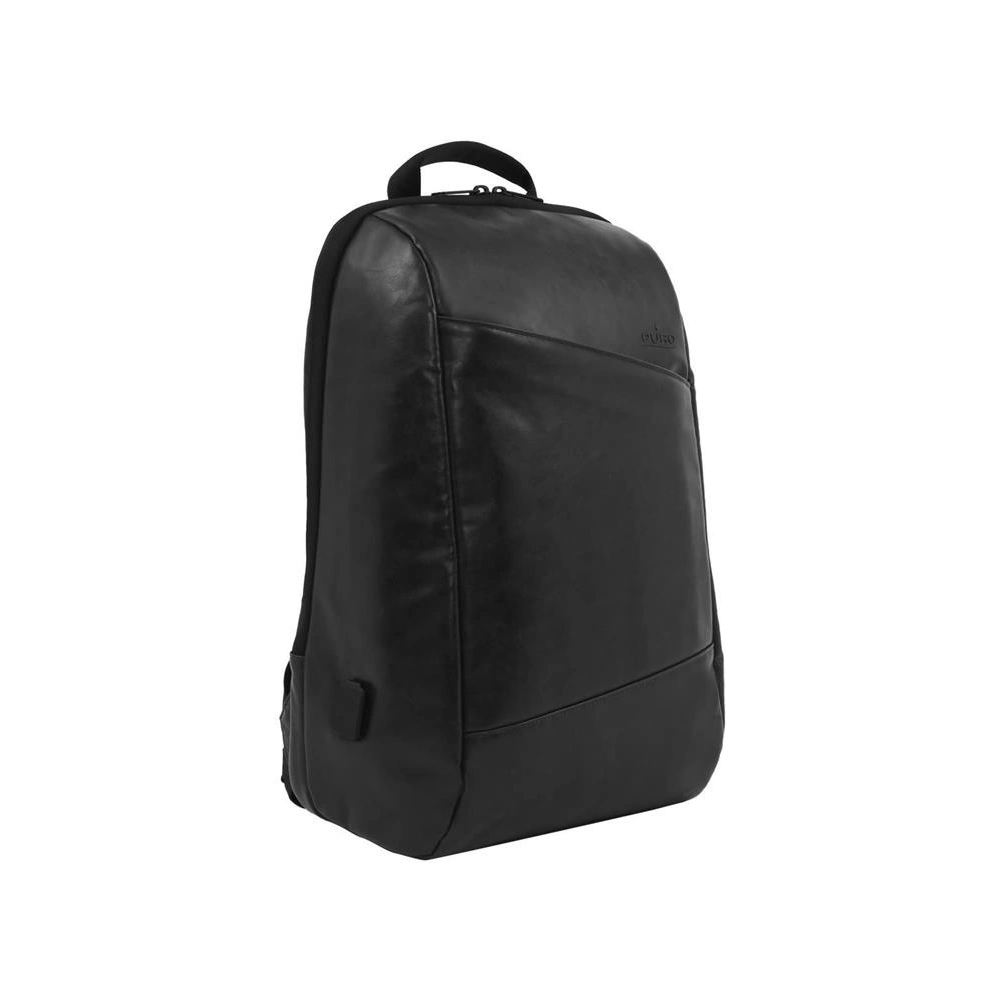 Plecak ze skóry ekologicznej z zewnętrzym portem USB PURO Byday Classic Notebook 15.6 / tablet (czarny)