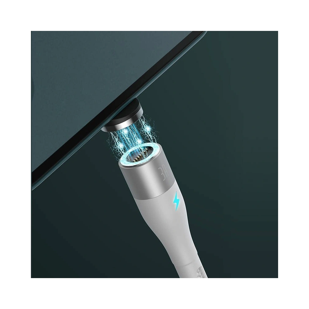 Kabel magnetyczny USB - USB-C Baseus Zinc 3A 1m (biały)
