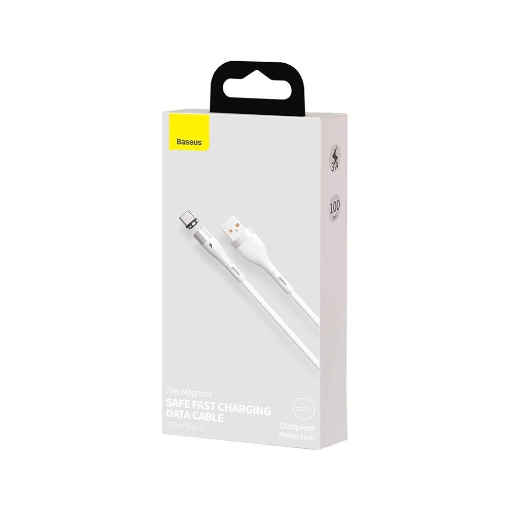 Kabel magnetyczny USB - USB-C Baseus Zinc 3A 1m (biały)