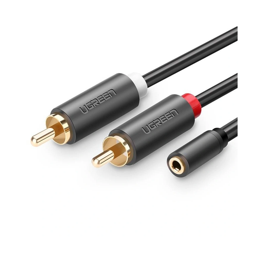 Przewód UGREEN AV102 2x RCA (Cinch) jack 3.5 mm 10m (czarny)