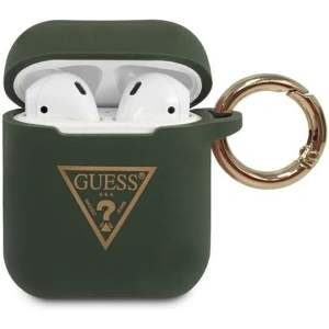 Kup Etui Guess GUACA2LSTLKA husă pentru Apple AirPods khaki din silicon cu logo triunghiular - GUE789KHA - {ean13} - Sklep Home Screen