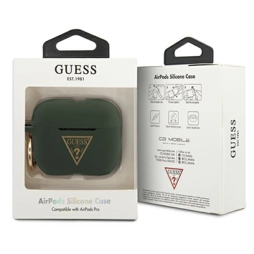 Kup Etui Guess GUACAPLSTLKA Apple AirPods Pro kryt khaki silikonový trojúhelníkový logo - GUE791KHA - {ean13} - Sklep Home Screen