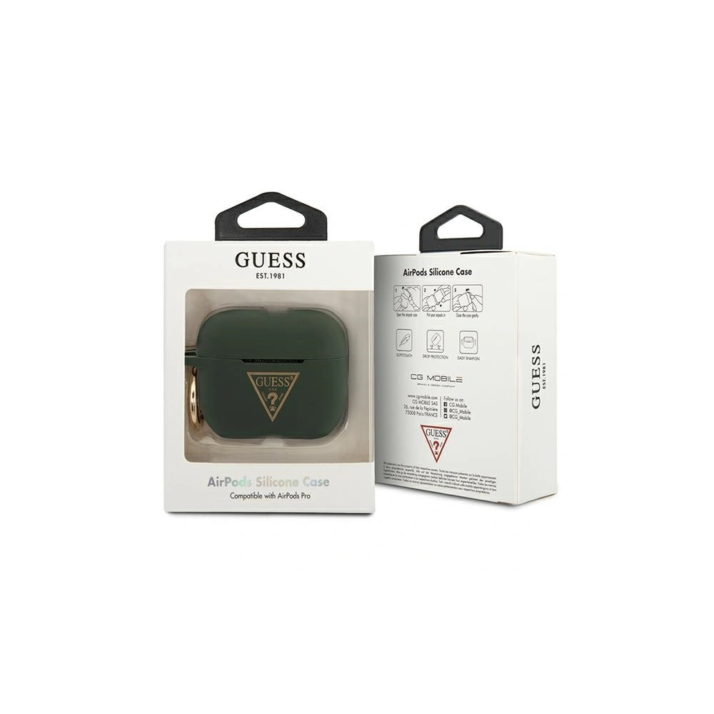Etui Guess GUACAPLSTLKA Apple AirPods Pro cover khaki Silicone Triangle Logo