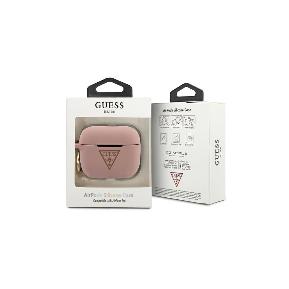 Etui Guess GUACAPLSTLPI Apple AirPods Pro cover rózowy/pink Silicone Triangle Logo