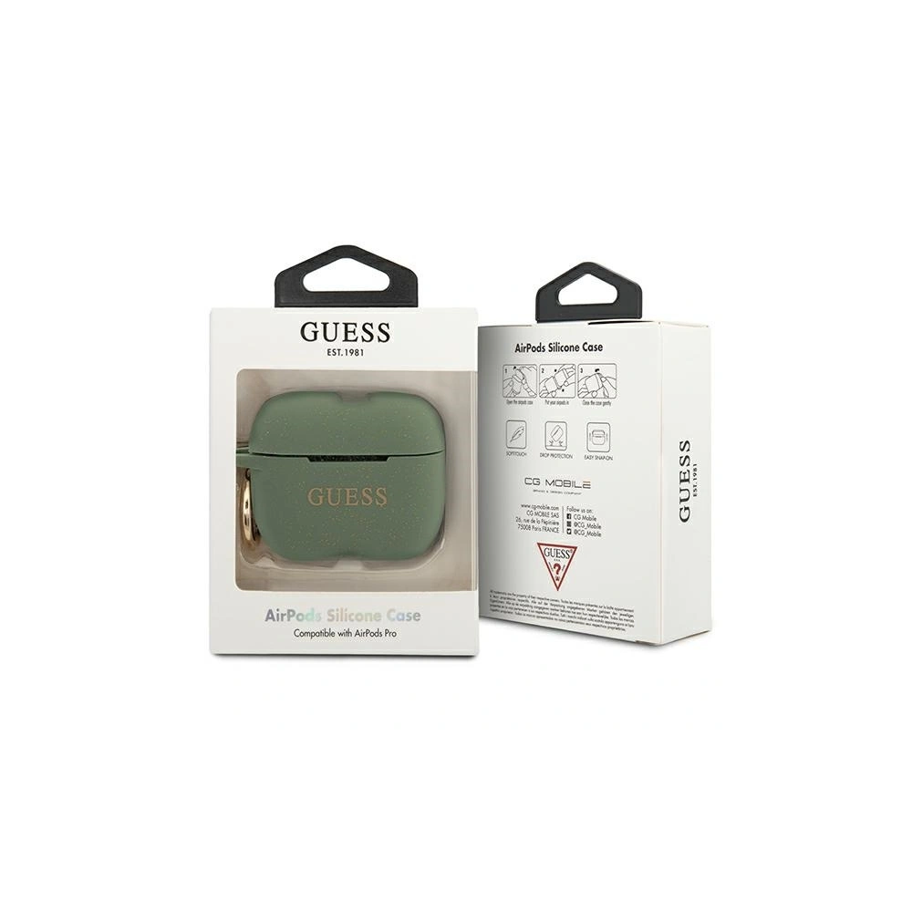 Etui Guess GUACAPSILGLKA Apple AirPods Pro cover khaki Silicone Glitter