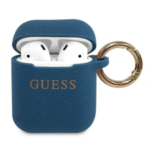 Kup Etui Guess GUACCSILGLBL capac pentru Apple AirPods albastru/blue Silicon Glitter - GUE798BLU - {ean13} - Sklep Home Screen