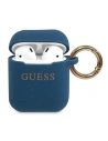 Etui Guess GUACCSILGLBL Apple AirPods kryt modrý/blue silikonový s třpytkami