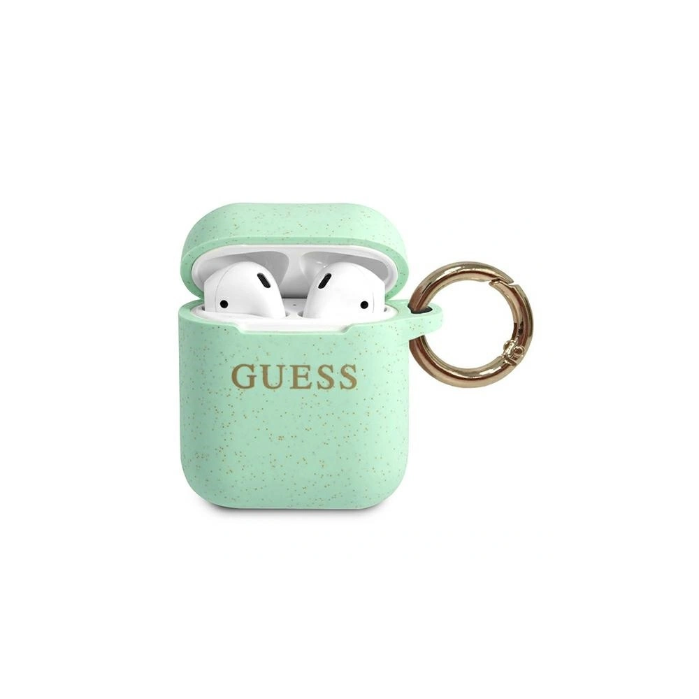 Etui Guess GUACCSILGLGN Apple AirPods cover zielony/green Silicone Glitter