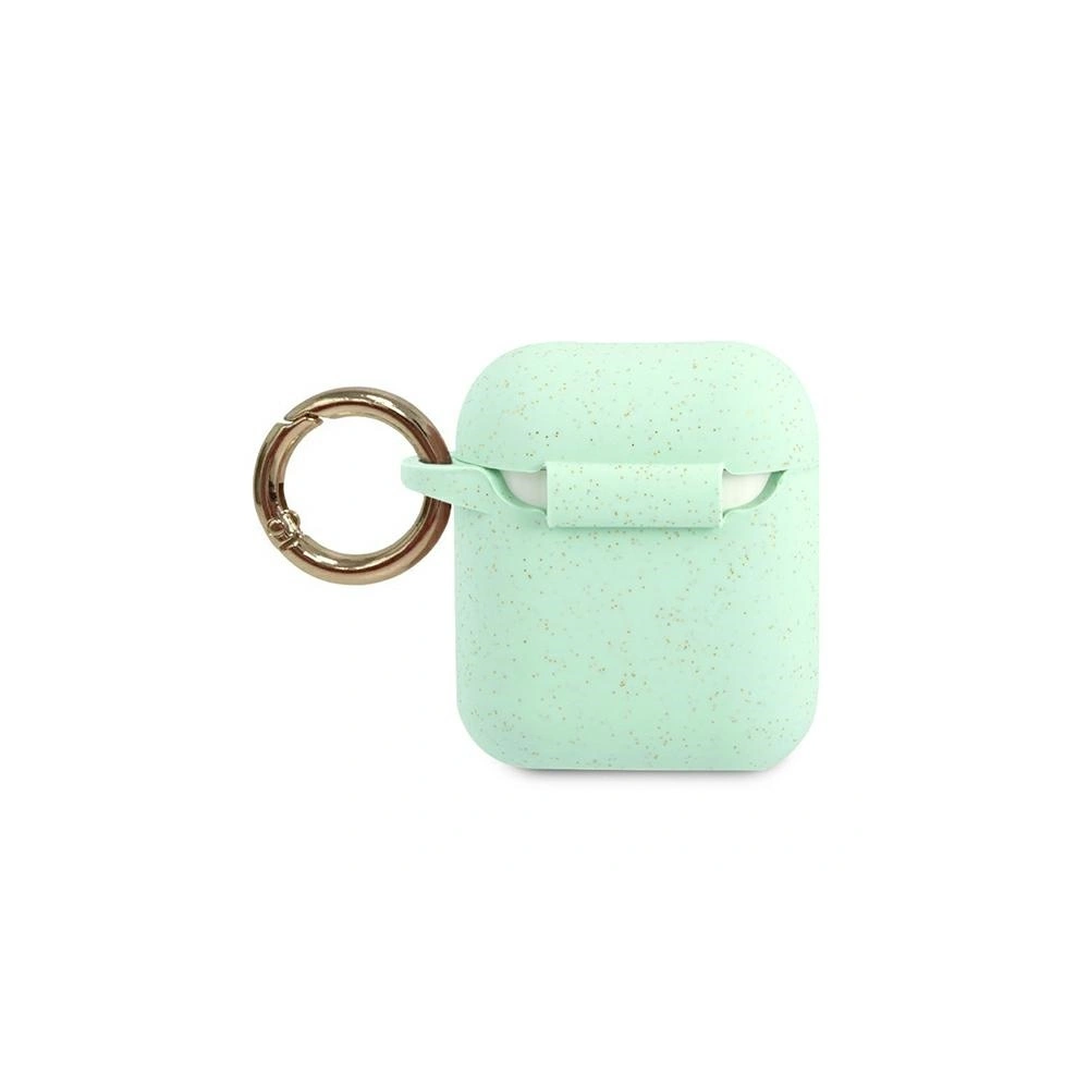 Etui Guess GUACCSILGLGN Apple AirPods cover zielony/green Silicone Glitter