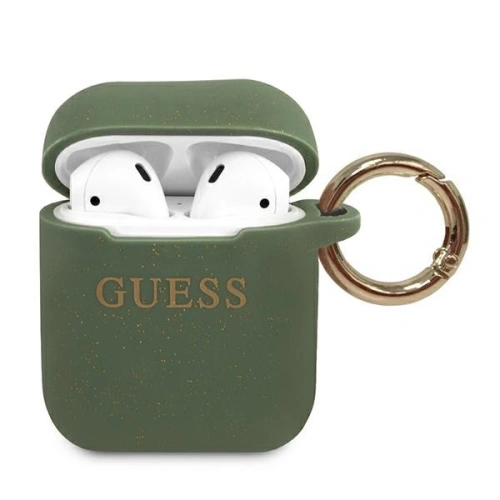 Kup Etui Guess GUACCSILGLKA Apple AirPods cover khaki Silicone Glitter - GUE800KHA - {ean13} - Sklep Home Screen