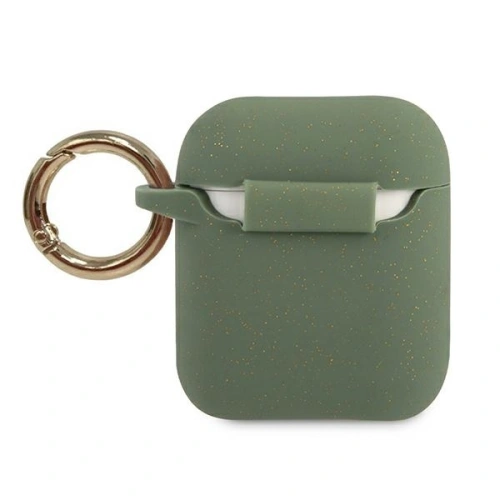 Kup Etui Guess GUACCSILGLKA Apple AirPods cover khaki Silicone Glitter - GUE800KHA - {ean13} - Sklep Home Screen
