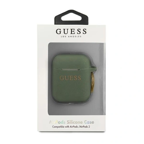 Kup Etui Guess GUACCSILGLKA Apple AirPods cover khaki Silicone Glitter - GUE800KHA - {ean13} - Sklep Home Screen