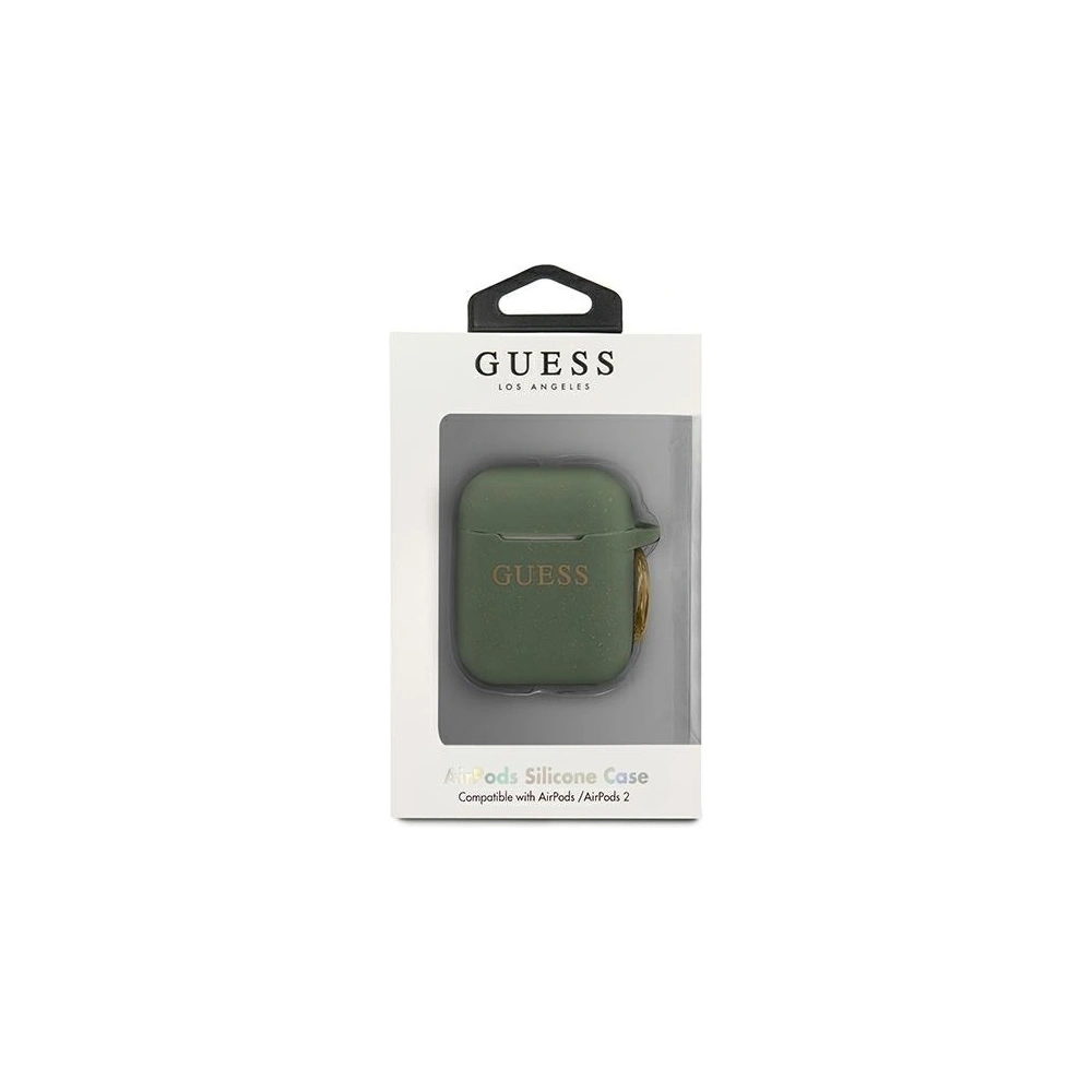 Etui Guess GUACCSILGLKA Apple AirPods cover khaki Silicone Glitter