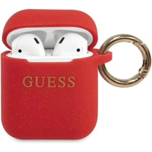 Kup Etui Guess GUACCSILGLRE husă pentru Apple AirPods roșie/silicon cu sclipici - GUE801RED - {ean13} - Sklep Home Screen