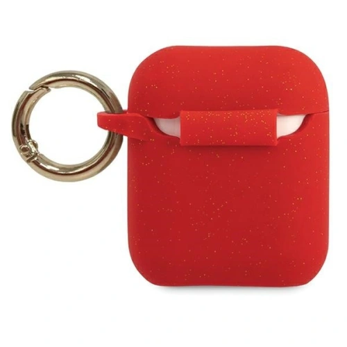 Kup Etui Guess GUACCSILGLRE husă pentru Apple AirPods roșie/silicon cu sclipici - GUE801RED - {ean13} - Sklep Home Screen