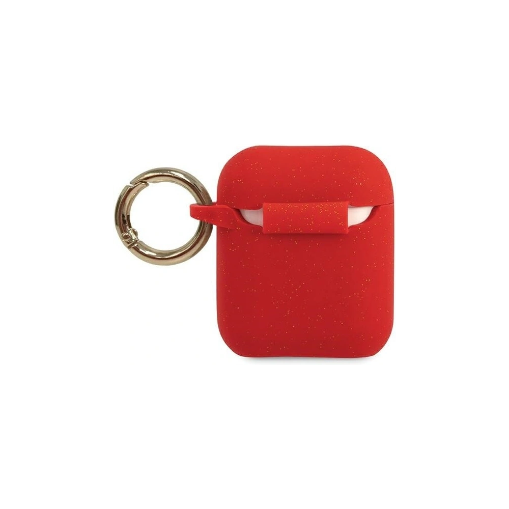 Etui Guess GUACCSILGLRE Apple AirPods cover czerwony/red Silicone Glitter