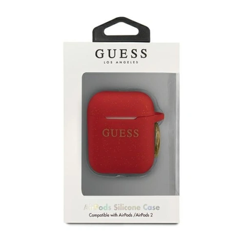 Kup Etui Guess GUACCSILGLRE husă pentru Apple AirPods roșie/silicon cu sclipici - GUE801RED - {ean13} - Sklep Home Screen