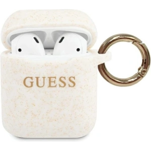Kup Etui Guess GUACCSILGLWH capac pentru Apple AirPods alb/white Silicon Glitter - GUE802WHT - {ean13} - Sklep Home Screen