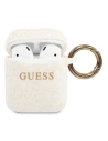 Etui Guess GUACCSILGLWH Apple AirPods kryt bílý/white silikonové třpytivé