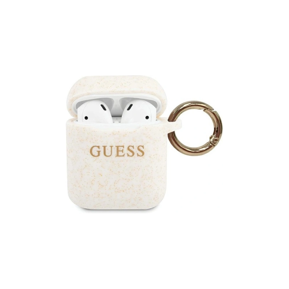 Etui Guess GUACCSILGLWH Apple AirPods cover biały/white Silicone Glitter
