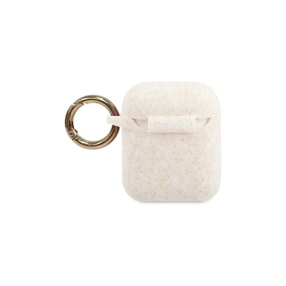 Etui Guess GUACCSILGLWH Apple AirPods cover biały/white Silicone Glitter