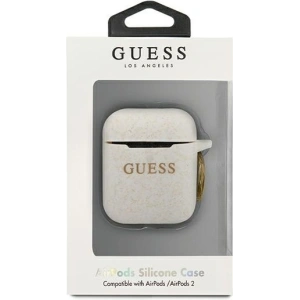 Kup Etui Guess GUACCSILGLWH Apple AirPods cover biały/white Silicone Glitter - GUE802WHT - {ean13} - Sklep Home Screen