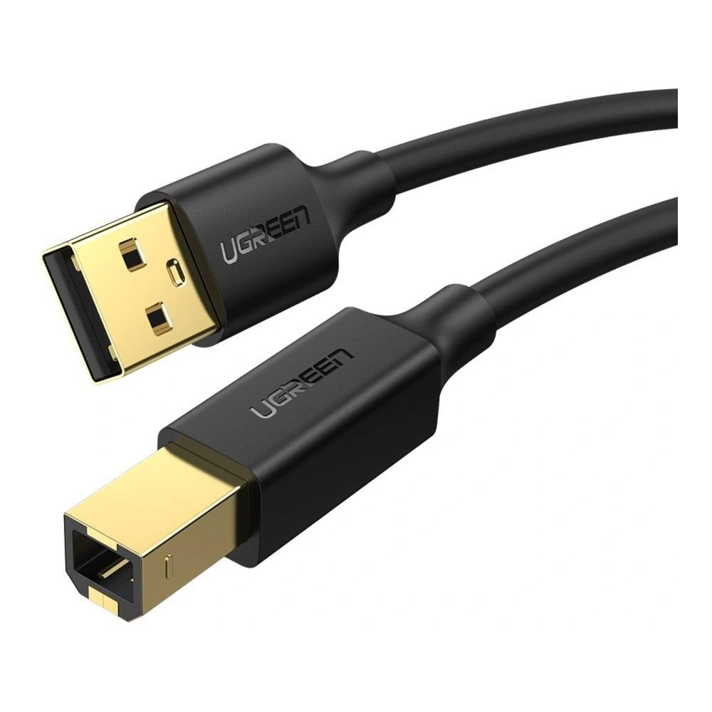 Kabel USB 2.0 A-B UGREEN US135 do drukarki, pozłacany, 3m (czarny)
