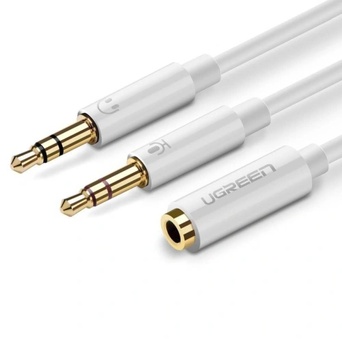 Kup Împărțitor audio AUX UGREEN căști + microfon pentru cablu mini jack 3,5 mm, 28cm - Alb - UGR561WHT - {ean13} - Sklep Home Screen