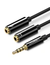 UGREEN AUX Audio Splitter UGREEN 3,5 mm Miniklinkenkabel (männlich) auf Kopfhörer + Mikrofon (weiblich), 20cm - Schwarz