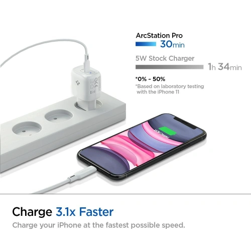Kup Ładowarka sieciowa Spigen PE2009EU PowerArc ArcStation Pro Wall Charger PD 20W 3A White - SPN1418WHT - {ean13} - Sklep Home Screen