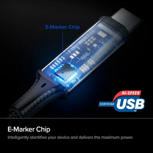 Kup Kabel USB-C Spigen PowerArc PB1800 PD 100W 2A 1m Černý - SPN1419BLK - {ean13} - Sklep Home Screen