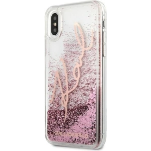 Kup Karl Lagerfeld Apple Tasche KLHCPXTRKSRG iPhone X/XS Roségold/Roségold Glitter Signature - KLD439RS - {ean13} - Sklep Home Screen