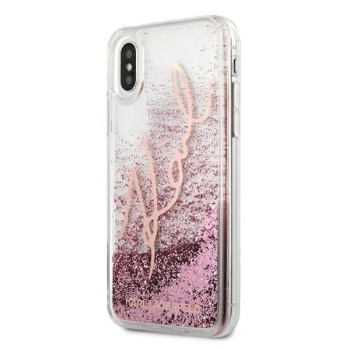 Kup Etui Karl Lagerfeld KLHCPXTRKSRG Apple iPhone X/XS rózsaszín-arany/glitter aláírás - KLD439RS - {ean13} - Sklep Home Screen