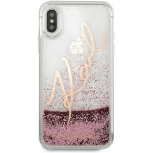 Kup Karl Lagerfeld Apple Tasche KLHCPXTRKSRG iPhone X/XS Roségold/Roségold Glitter Signature - KLD439RS - {ean13} - Sklep Home Screen