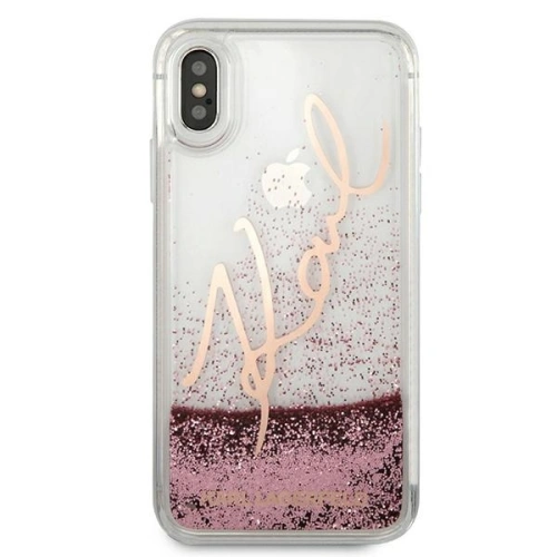 Kup Etui Karl Lagerfeld KLHCPXTRKSRG Apple iPhone X/XS roz pink-aurie/rose gold Glitter Signature - KLD439RS - {ean13} - Sklep Home Screen