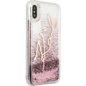 Kup Karl Lagerfeld Apple Tasche KLHCPXTRKSRG iPhone X/XS Roségold/Roségold Glitter Signature - KLD439RS - {ean13} - Sklep Home Screen