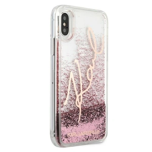 Kup Etui Karl Lagerfeld KLHCPXTRKSRG Apple iPhone X/XS rózsaszín-arany/glitter aláírás - KLD439RS - {ean13} - Sklep Home Screen