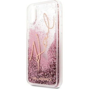 Kup Karl Lagerfeld Apple Tasche KLHCPXTRKSRG iPhone X/XS Roségold/Roségold Glitter Signature - KLD439RS - {ean13} - Sklep Home Screen