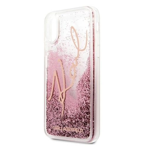 Kup Etui Karl Lagerfeld KLHCPXTRKSRG Apple iPhone X/XS rózsaszín-arany/glitter aláírás - KLD439RS - {ean13} - Sklep Home Screen