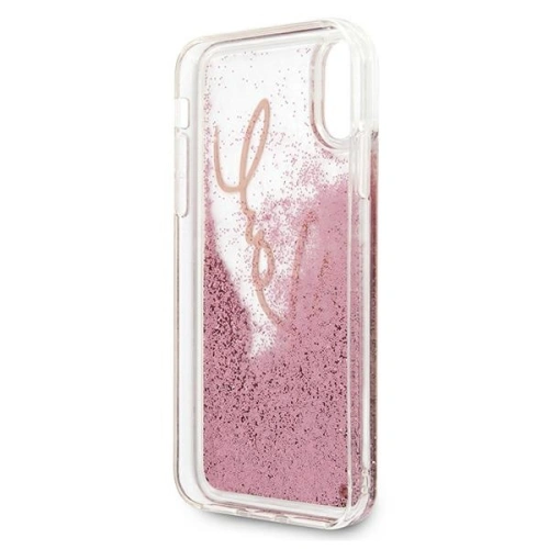 Kup Etui Karl Lagerfeld KLHCPXTRKSRG Apple iPhone X/XS rózsaszín-arany/glitter aláírás - KLD439RS - {ean13} - Sklep Home Screen